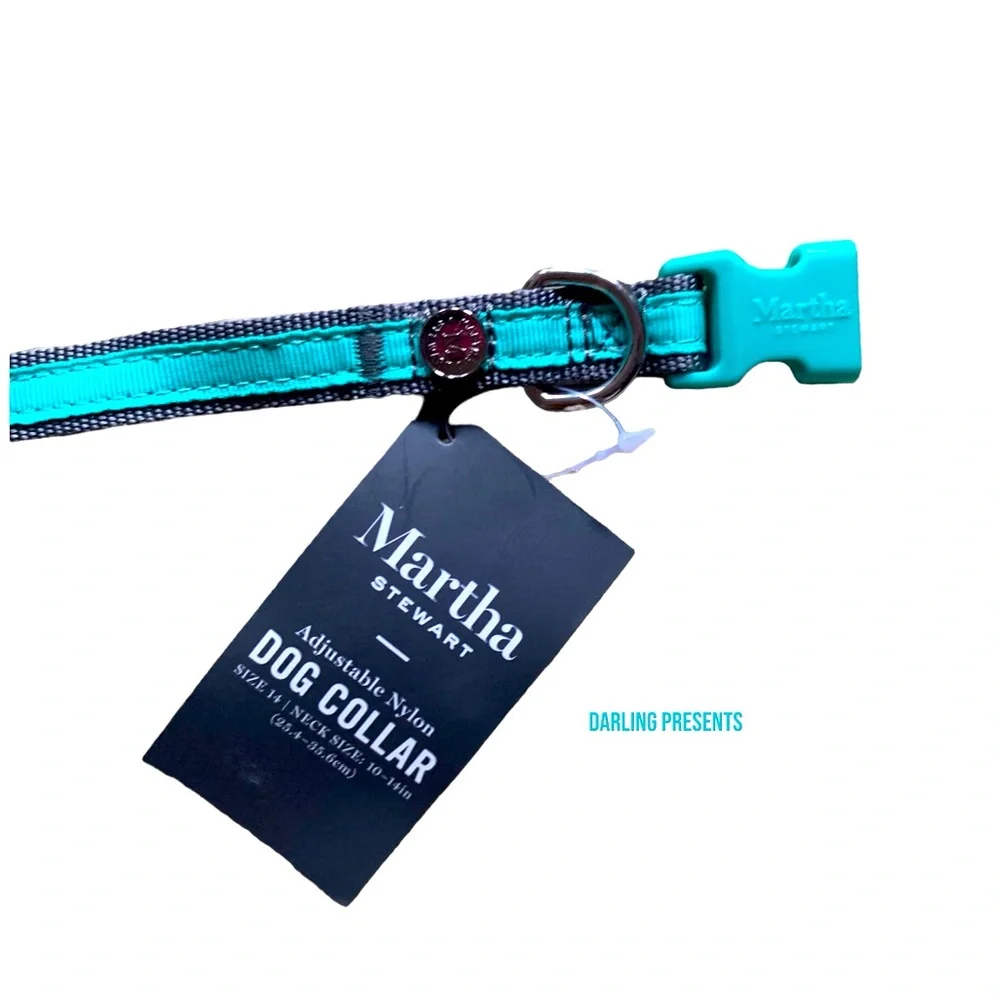Martha Stewart Adjustable Nylon Collar Dog Color Bowtie Mint Size 14/S